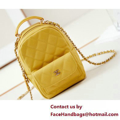 Chanel Grained Calfskin & Gold-Tone Metal Mini Backpack Bag AP3753 Yellow 2025